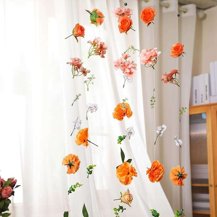 XunYee 6 Pcs 35.4 ft Flower Garlands Artificial Wildflower Vines Floral Hanging Backdrop Fake Flower Garlands Faux Silk Wildflower Vine for Wedding Bridal Shower Home Garden Wall Arch Decor(Rose) - Image 5