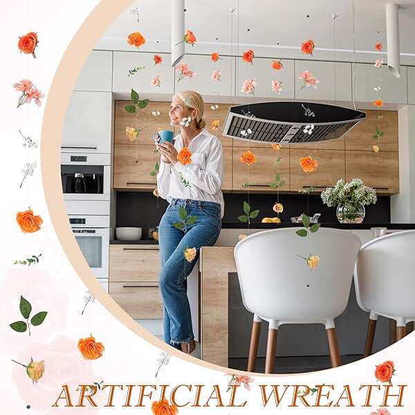 XunYee 6 Pcs 35.4 ft Flower Garlands Artificial Wildflower Vines Floral Hanging Backdrop Fake Flower Garlands Faux Silk Wildflower Vine for Wedding Bridal Shower Home Garden Wall Arch Decor(Rose) - Image 6