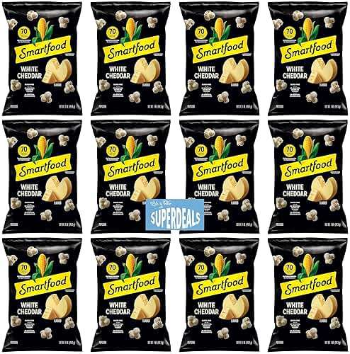 Smart food Popcorn, White Cheddar, 1 Ounce (Pack of 12) bundled by SUPERDEALS with Mystery Gift - Image 1