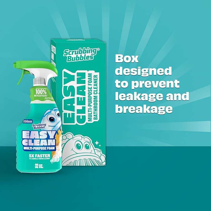 Scrubbing Bubbles Easy Clean Foaming Bleach-Free Bathroom All Purpose Cleaner, Fast-Acting Foam Cleans Limescale, Dirt and Grime on Showers, Sinks, Toilets, Tiles, Counters, & More, 32oz Spray - Image 7