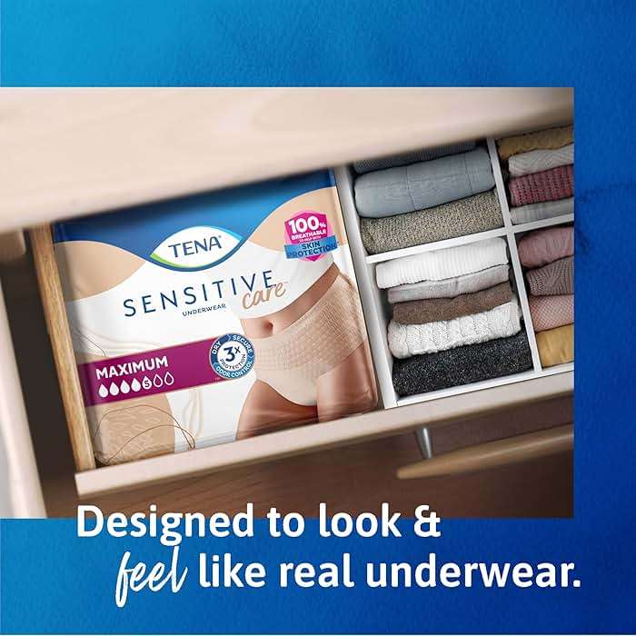 Tena Sensitive Care Incontinence Underwear for Women, Maximum Absorbency, Adult Diapers, Large (Waist Sizes 34in-44in), 80 Count (4 Packs of 20) - Image 7