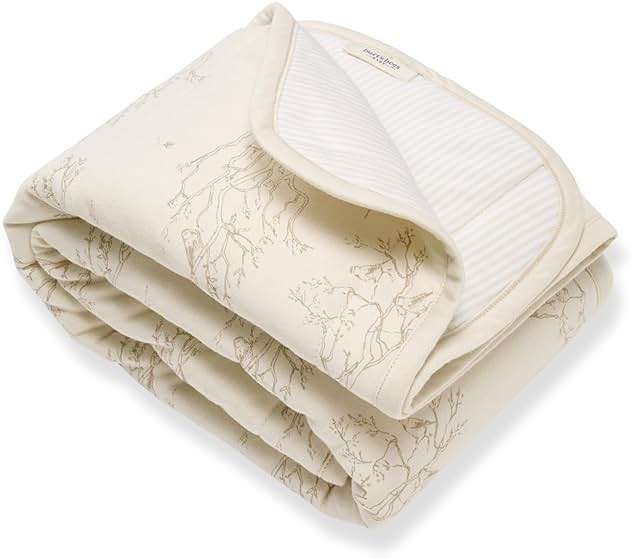 Burt's Bees Baby Infant Reversible Blanket, 100% Organic Cotton Nursery Blanket, Breathable Nursery Bedding, 30" W x 40" L - Image 1