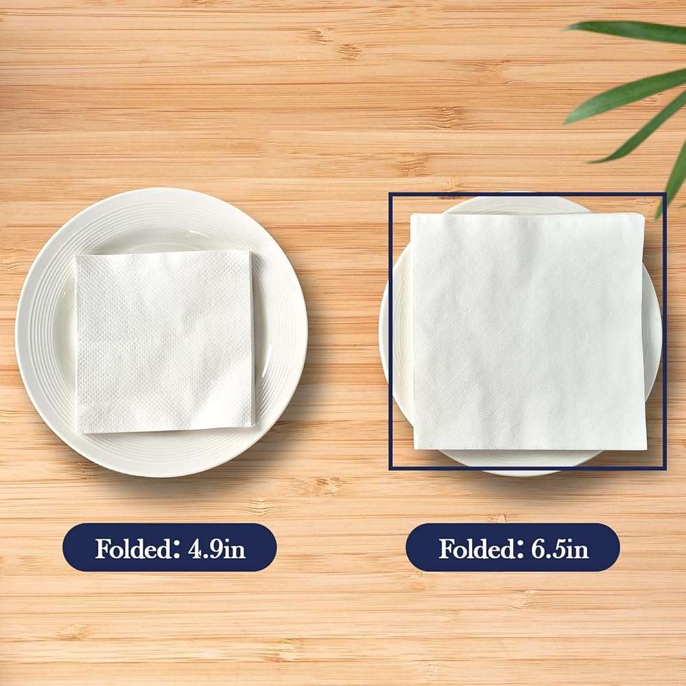 JollyPack 1000 Count White Paper Napkins - 1-Ply 6.5 x 6.5 Folded Bulk Disposable Beverage Cocktail Napkins, Dinner Paper for Restaurants, Bars and Parties - 13 x 13 Unfolded - Image 9