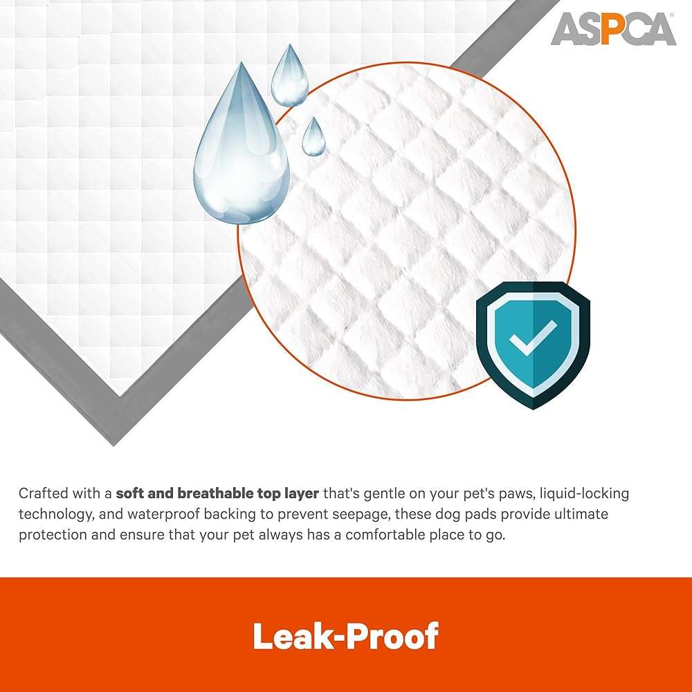 ASPCA Scented Puppy Pads, [50 Count], Dog Pee Pads for Training, Absorbent Potty Pads for Dogs, Quick-Drying Leakproof Large Dog Pads with Odor Control, 26"x30", XL Puppy Pads for Indoor/Outdoor Use - Image 6