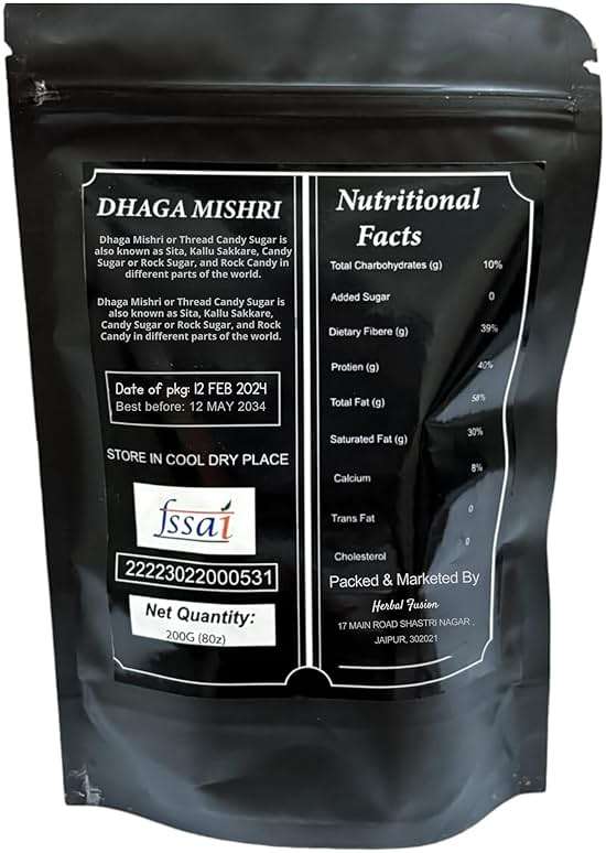 Herbal Fusion Dhaga Mishri, 8 Oz, 100% Natural, Gluten Free, Thread Crystals, Resealable Bags - Image 2