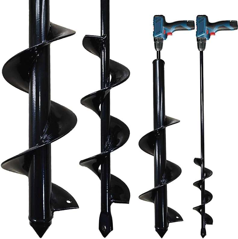 Asoleo 2 Count Garden Auger Drill Bits, 3.5" x 16" & 1.6" x 16.8" Garden Auger Hole Drill & Bulb Planting Tool, Fits 3/8" Hex Drill - Image 1