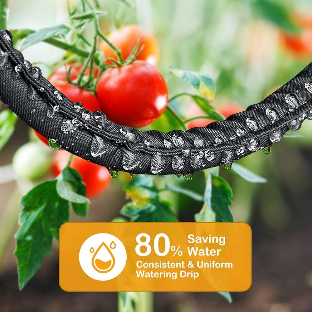 MHMHM Flat Soaker Hose 20FT Heavy Duty Double Layer Design - Save 80% Water for Garden, Lawn, and Flower Bed Drip Irrigation (20FT) - Image 2