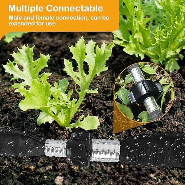 MHMHM Flat Soaker Hose 20FT Heavy Duty Double Layer Design - Save 80% Water for Garden, Lawn, and Flower Bed Drip Irrigation (20FT) - Image 5
