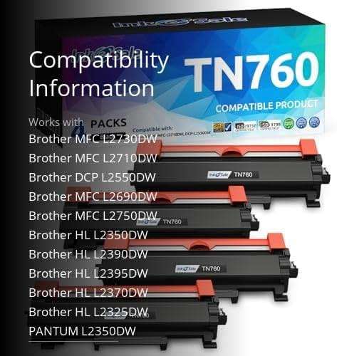 INK E-SALE TN760 Toner Compatible Replacement for Brother TN760 TN-760 TN730 Toner Cartridge for Brother Printer mfc-l2710dw mfc-l2717dw mfc-l2750dw hl-l2350dw hl-l2370dw hl-l2390dw hl-l2395dw 4-Pack - Image 4