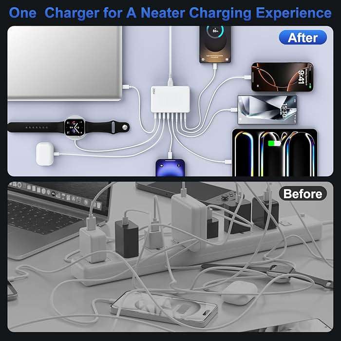 USB C Charger Block 200W Charging Station Hub for Multiple Devices Upgraded GaN III 8-Port PD 65W Fast Laptop Power Adapter for MacBook Pro/Air,DELL,iPad,HP,iPhone 16/15,Samsung S25/S24,Steam Deck etc - Image 6