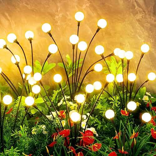vignuto Solar Lights Outdoor Waterproof 4 Pack of 32 LEDs Garden Patio Firefly Decoration Unique Gifts Women Grandparents - Image 1
