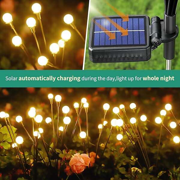 vignuto Solar Lights Outdoor Waterproof 4 Pack of 32 LEDs Garden Patio Firefly Decoration Unique Gifts Women Grandparents - Image 3