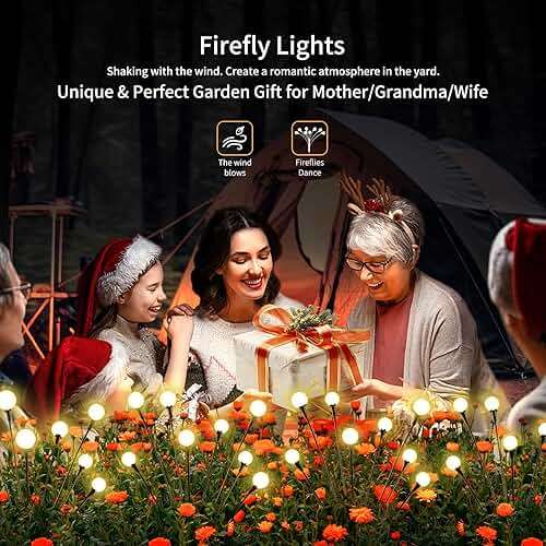 vignuto Solar Lights Outdoor Waterproof 4 Pack of 32 LEDs Garden Patio Firefly Decoration Unique Gifts Women Grandparents - Image 5