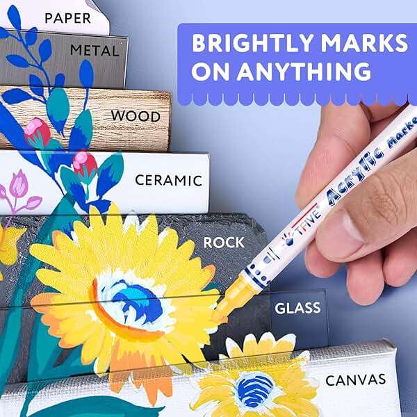 TFIVE Dual Tip Acrylic Paint Markers, 24 Colors Paint Pen - Fine Tip and Dot Tip, Waterproof, Water Based Permanent Markers for Fabric, Rock, Canvas, Wood, Ceramic, Glass, Metal, Leather, DIY Crafts - Image 4