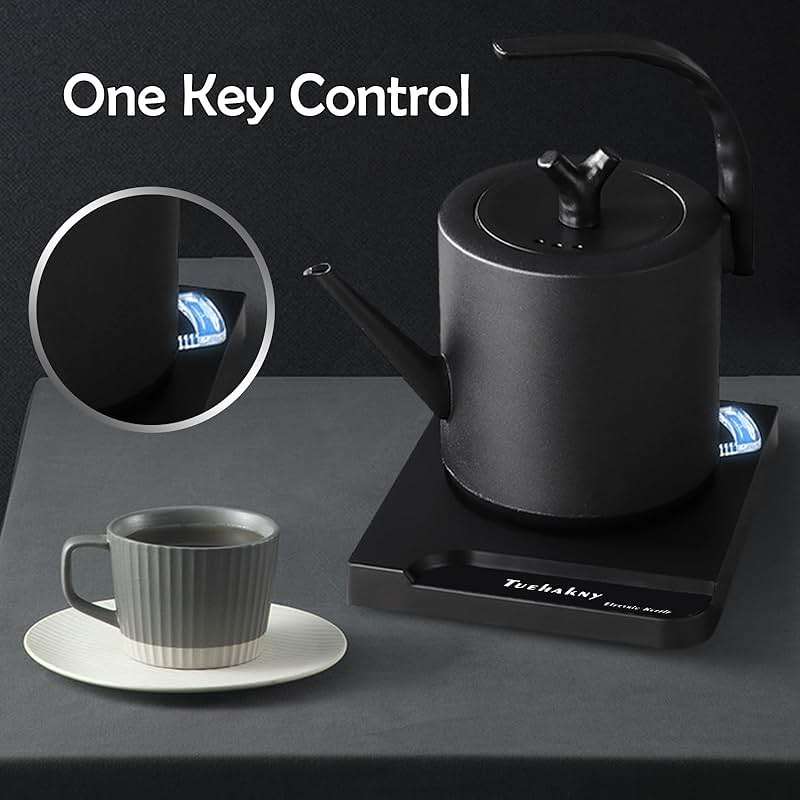 1.0L Gooseneck Electric Kettle - 304 Stainless Steel, 800W Fast Boiling with Auto Shut-Off, Precision Pour Over Kettle for Coffee & Tea, BPA-Free Matte Black Design, For Kitchen, Home, Office - Image 3