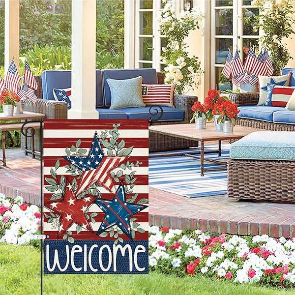 Baccessor Patriotic 4th of July Garden Flag 12.5 x 18 Inch Double Sided Burlap Memorial Day Welcome American Stars and Stripes Yard Flag Summer Holiday Seasonal Farmhouse Outdoor Outside Decoration - Image 3