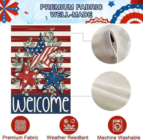 Baccessor Patriotic 4th of July Garden Flag 12.5 x 18 Inch Double Sided Burlap Memorial Day Welcome American Stars and Stripes Yard Flag Summer Holiday Seasonal Farmhouse Outdoor Outside Decoration - Image 5