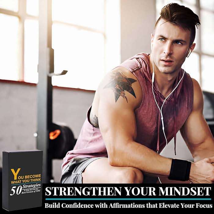 You Become What You Think - Affirmation Cards for Men, 50 Double-Sided Daily Motivational Inspirational Cards to Elevate An Athlete Mindset, Affirmation Gifts for Husband, Motivation Gift for Coworker - Image 3