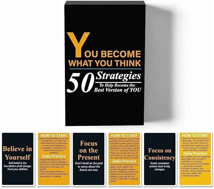 You Become What You Think - Affirmation Cards for Men, 50 Double-Sided Daily Motivational Inspirational Cards to Elevate An Athlete Mindset, Affirmation Gifts for Husband, Motivation Gift for Coworker - Image 8