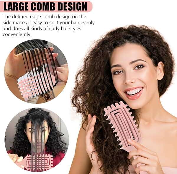 Curl Defining Brush for Curly Hair – Detangling & Styling Brush for Wet or Dry Hair – Reduces Frizz, Shapes & Lifts Curls (Rose Pink) - Image 2
