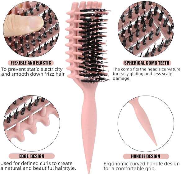 Curl Defining Brush for Curly Hair – Detangling & Styling Brush for Wet or Dry Hair – Reduces Frizz, Shapes & Lifts Curls (Rose Pink) - Image 4