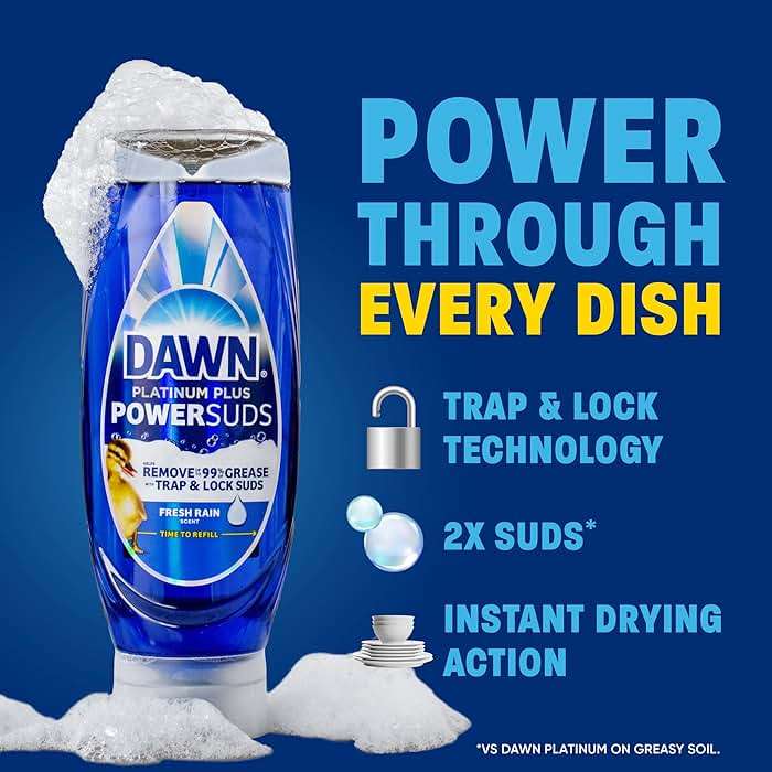 Dawn Platinum Plus PowerSuds Liquid Dish Soap, 17.4 oz. EZ-Squeeze Bottle - Image 3