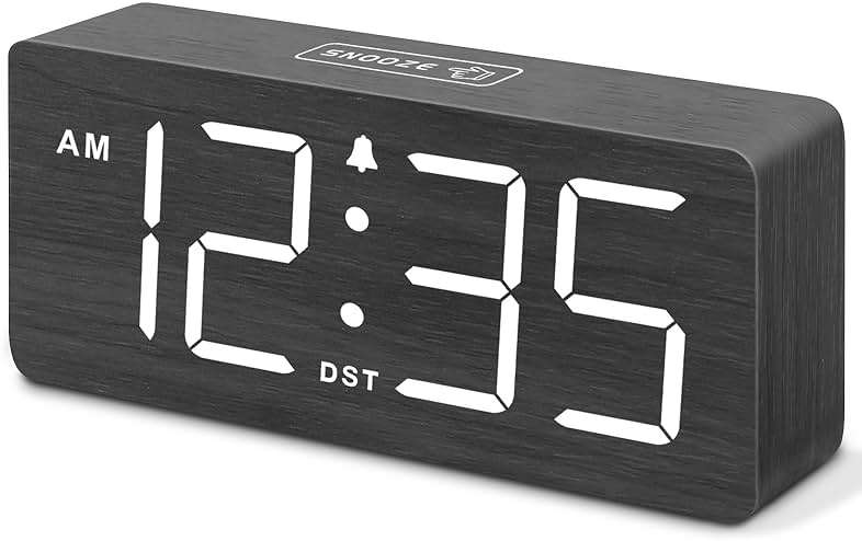 DreamSky Wooden Digital Alarm Clock for Bedroom - Loud Alarm Clock for Heavy Sleepers with Volume Control, Desk Clocks for Living Room with Large Numbers, Dimmer, DST, Wood Decor (Plug in Clock) - Image 1