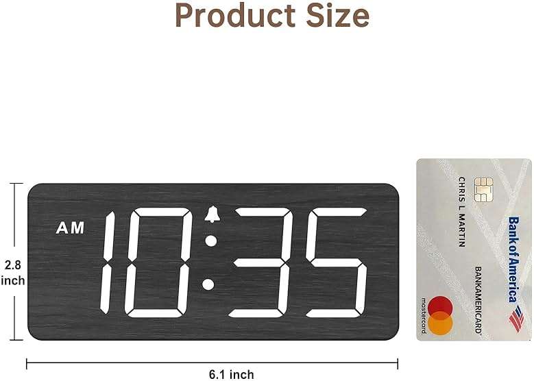 DreamSky Wooden Digital Alarm Clock for Bedroom - Loud Alarm Clock for Heavy Sleepers with Volume Control, Desk Clocks for Living Room with Large Numbers, Dimmer, DST, Wood Decor (Plug in Clock) - Image 7