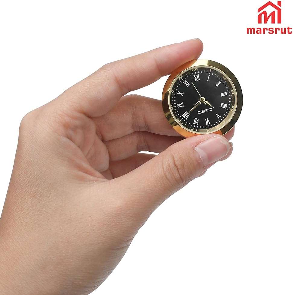 3PCS Mini Clock Face Insert Replacement, Fit 35mm (1.38") Hole Diameter, Round Inner Miniature Crystal Clock Roman Numeral Quartz Movement Metal Gold Tone Bezel Supplies for DIY Craft Repair Easy Read - Image 9
