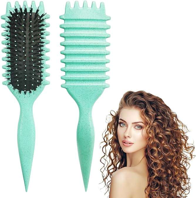 DiorSun Curly Hair Brush, Curl Defining Brushes, Styling Brush for Curly Hair, Shaping and Defining Curls Brushes for Women (Green) - Image 1