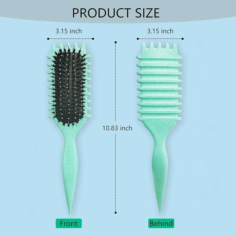 DiorSun Curly Hair Brush, Curl Defining Brushes, Styling Brush for Curly Hair, Shaping and Defining Curls Brushes for Women (Green) - Image 2