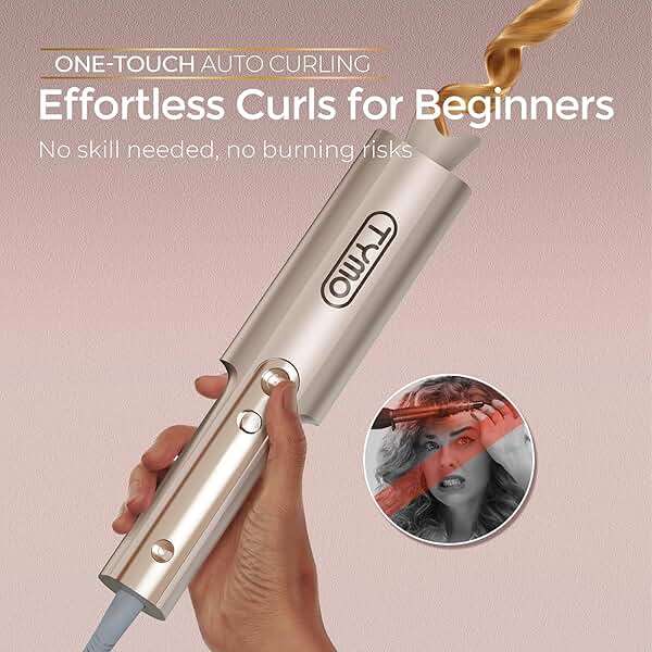 TYMO CurlPro Plus Automatic Rotating Curling Iron - Upgraded Long Barrel Curling Wand for Long Hair, Ceramic Hair Curler for Women, Anti-Scald, Tangle-Free, 600M Ionic, Dual Voltage, Gold, 1 Inch - Image 2