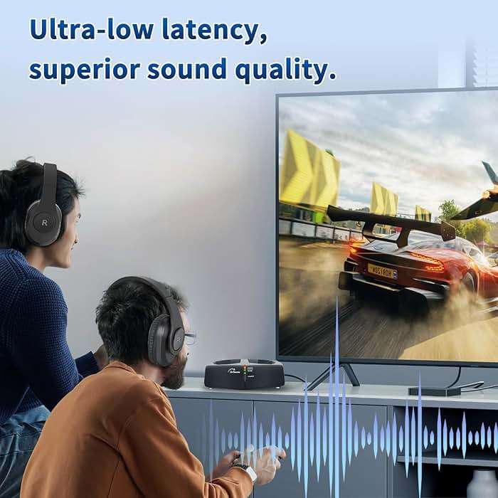 WallarGe Wireless Headphones for TV Watching, Easy Setup and Comfortable Bluetooth Headphones with RF Transmitter Charging Dock, 100 Ft Wireless Range, Rechargeable 25 Hours Play and No Audio Delay - Image 2