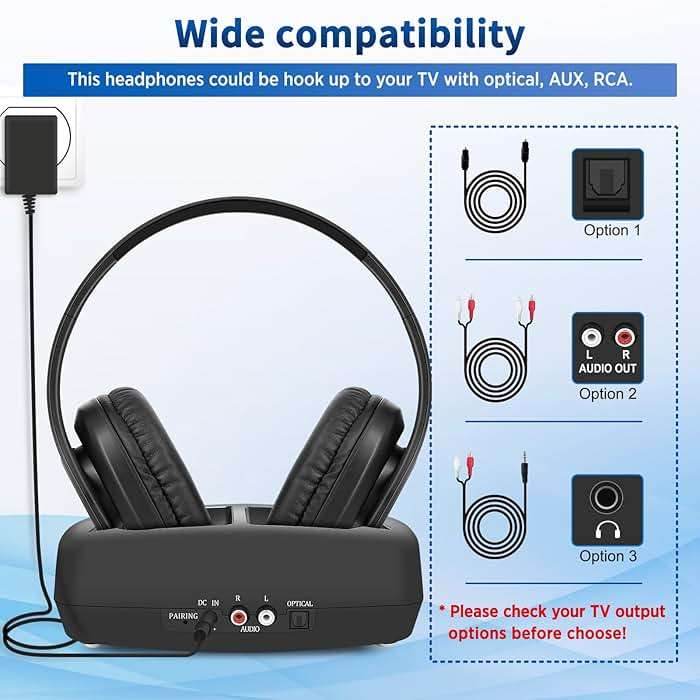WallarGe Wireless Headphones for TV Watching, Easy Setup and Comfortable Bluetooth Headphones with RF Transmitter Charging Dock, 100 Ft Wireless Range, Rechargeable 25 Hours Play and No Audio Delay - Image 3