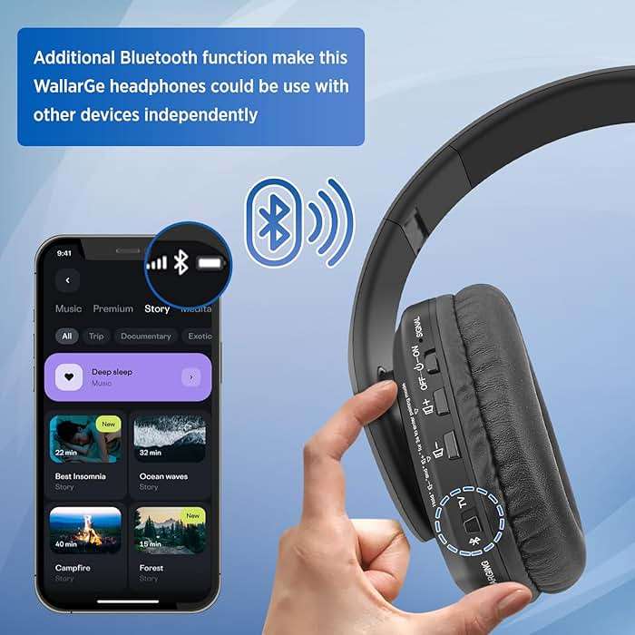 WallarGe Wireless Headphones for TV Watching, Easy Setup and Comfortable Bluetooth Headphones with RF Transmitter Charging Dock, 100 Ft Wireless Range, Rechargeable 25 Hours Play and No Audio Delay - Image 6