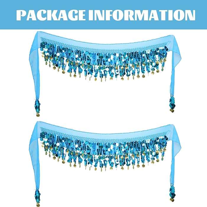Baisdan Belly Dance Skirt 2Pack, Belly Dance Hip Scarf, Belly Dancer Costumes for Women, Belly Dancing Outfits, Coin Skirts - Image 3