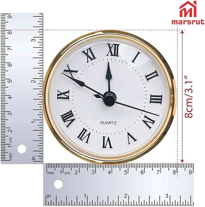 3-1/8 Inch (80 mm) Clock Inserts, Fit 3 Inch (76mm) Hole Diameter, Quartz Clock Movement Replacement, Gold Rim Roman Retro Numeral Skeleton Clock Fit-Up for Wall Living Room Bedroom Home Decor - Image 3