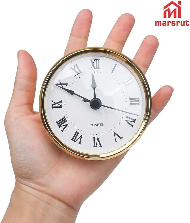 3-1/8 Inch (80 mm) Clock Inserts, Fit 3 Inch (76mm) Hole Diameter, Quartz Clock Movement Replacement, Gold Rim Roman Retro Numeral Skeleton Clock Fit-Up for Wall Living Room Bedroom Home Decor - Image 5