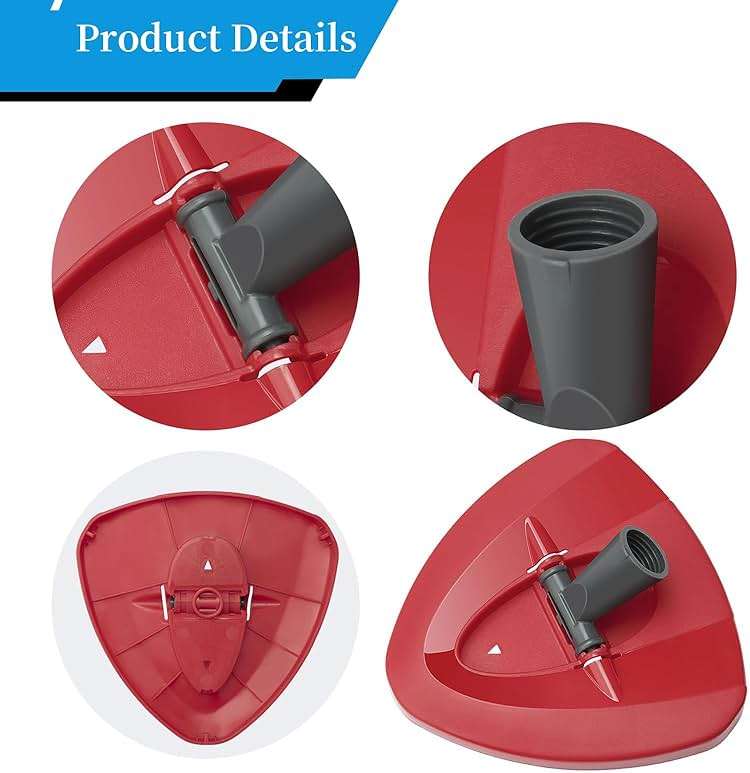 Spin Mop Replacement Head Base Compatible with O-Cedar EasyWring 1-Tank System Mop Rotating Triangle Mop Head Cover Replacement Rotating Mop Base Plastic Base for Spin Mop Accessories, Red - Image 3