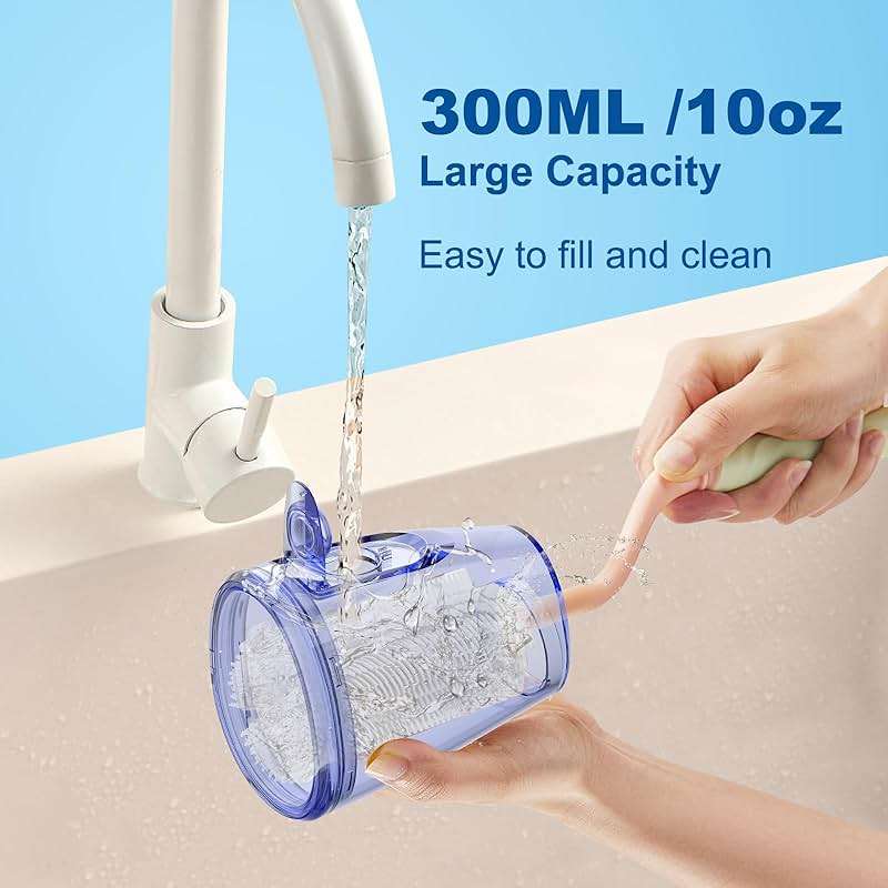 WellLeo Water Flossers for Teeth, 300ML Cordless Oral Irrigator Rechargeable Dental Flosser Picks with 5 Modes 5 Jet Tips,IPX7 Waterproof Teeth Cleaner for Braces Gum Care, Home Travel Use - Image 3