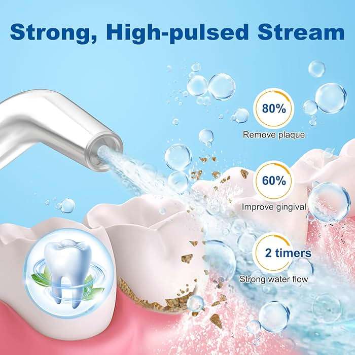 WellLeo Water Flossers for Teeth, 300ML Cordless Oral Irrigator Rechargeable Dental Flosser Picks with 5 Modes 5 Jet Tips,IPX7 Waterproof Teeth Cleaner for Braces Gum Care, Home Travel Use - Image 5