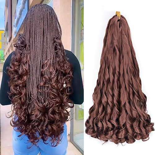 Synthetic French Curl Braiding Hair for Black Women 22 Inch 8 Packs Curly Braiding Hair for Box Braids 75g/Pack Tangle Free Bouncy French Curls Braiding Hair Extensions (22Inch,8 Packs,33#) - Image 1