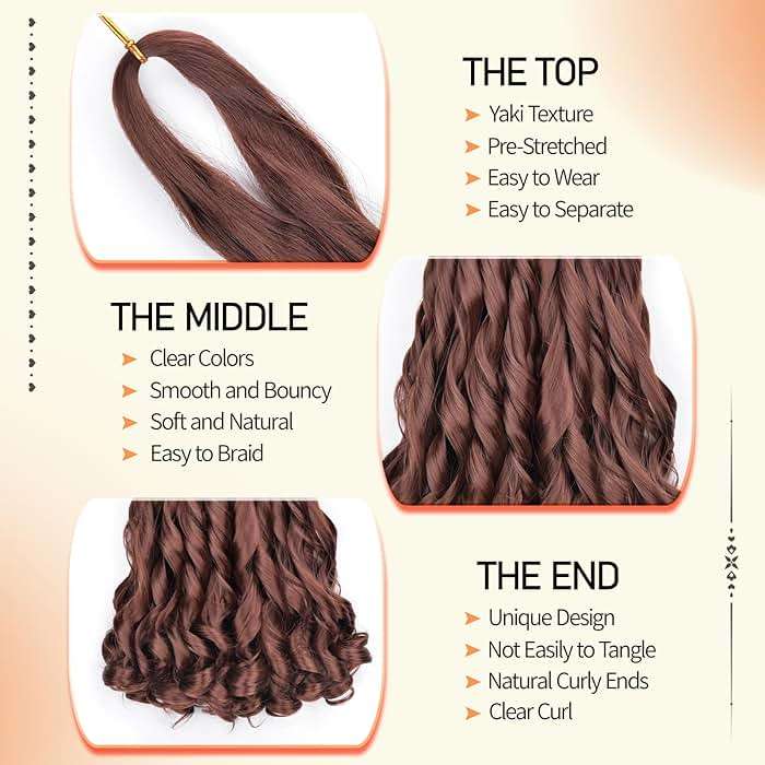 Synthetic French Curl Braiding Hair for Black Women 22 Inch 8 Packs Curly Braiding Hair for Box Braids 75g/Pack Tangle Free Bouncy French Curls Braiding Hair Extensions (22Inch,8 Packs,33#) - Image 5