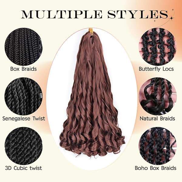 Synthetic French Curl Braiding Hair for Black Women 22 Inch 8 Packs Curly Braiding Hair for Box Braids 75g/Pack Tangle Free Bouncy French Curls Braiding Hair Extensions (22Inch,8 Packs,33#) - Image 6