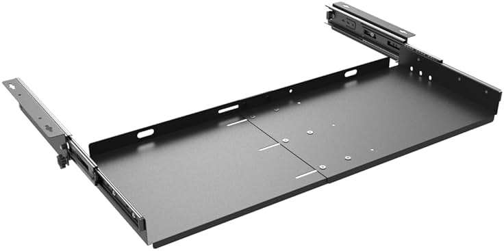 JINGCHENGMEI Sliding Keyboard Tray Under Desk, Pull-Out Keyboard and Mouse Tray, 27 x 9.8 inches Large Platform Slide-Out Computer Drawer for Typing, Metal, Black - Image 7