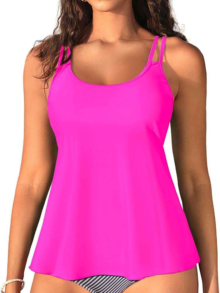 Womens Flowy Tankini Tops Only - Modest Bathing Suit Loose Fit Swimsuit Swim Tops No Bottom 2025 (Available in Plus) - Image 1