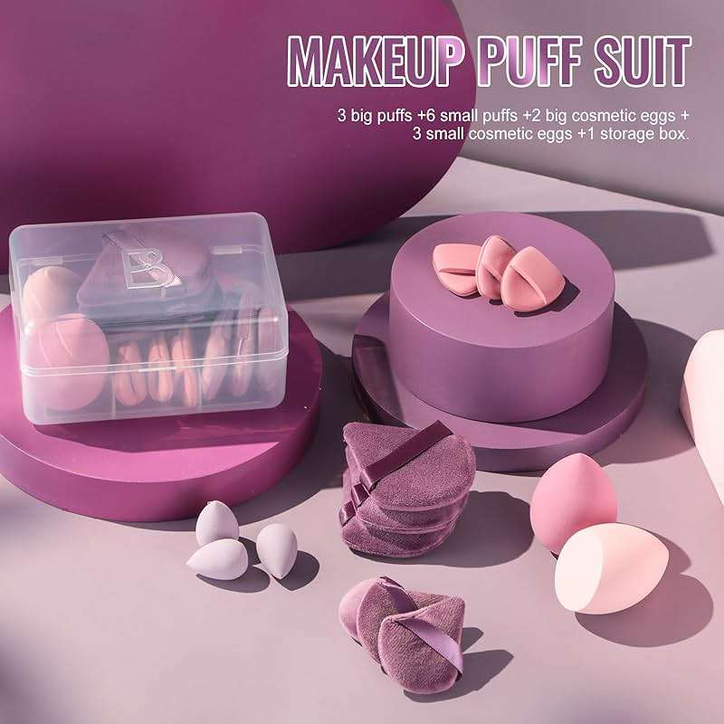 Makeup Sponge Set BS-MALL Triangle Puff 14PCS Non-Latex Beauty Blender Sponges with Travel Case, Soft Makeup Puff for Foundation, Concealer, Cream & Powder, Face & Eye Blending for Sensitive Skin - Image 4