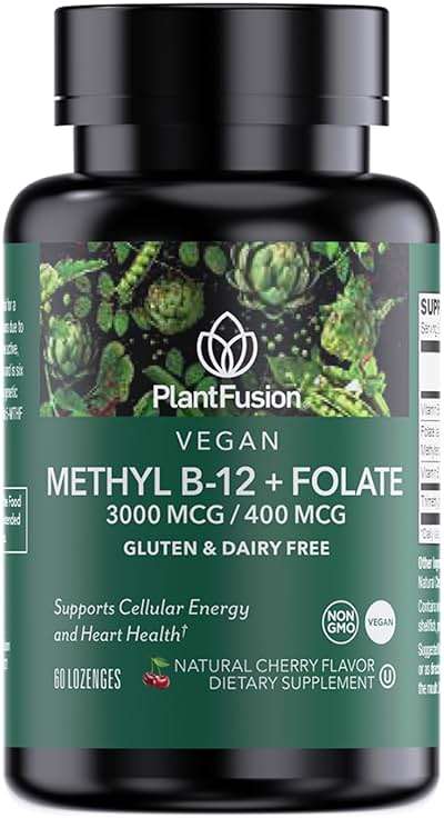 PlantFusion Methylated Vitamin B Complex – Vegan B12 3000mcg, Vegan Methylfolate (5-MTHF) 400mcg, B6 & TMG – Cherry-Flavored Lozenges – 60 Count - Image 1