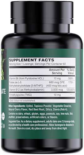 PlantFusion Methylated Vitamin B Complex – Vegan B12 3000mcg, Vegan Methylfolate (5-MTHF) 400mcg, B6 & TMG – Cherry-Flavored Lozenges – 60 Count - Image 7