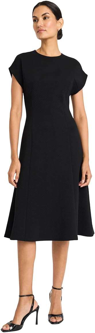 Maggy London Women's Women's Classic Crew Neck Short Sleeve Midi - Special Occasion Fitted A-line Wedding Guest Wear to Work Dress - Image 2